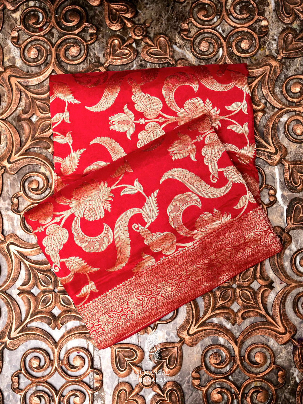 Banarasi Red Blended Moonga Silk Saree
