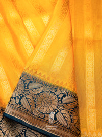 Banarasi Yellow Blended Moonga Silk Saree