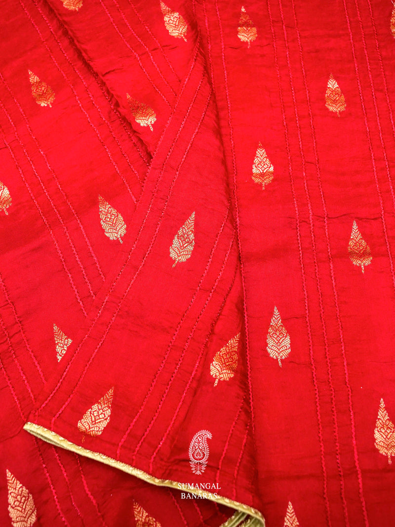 Banarasi Red Blended Moonga Silk Saree
