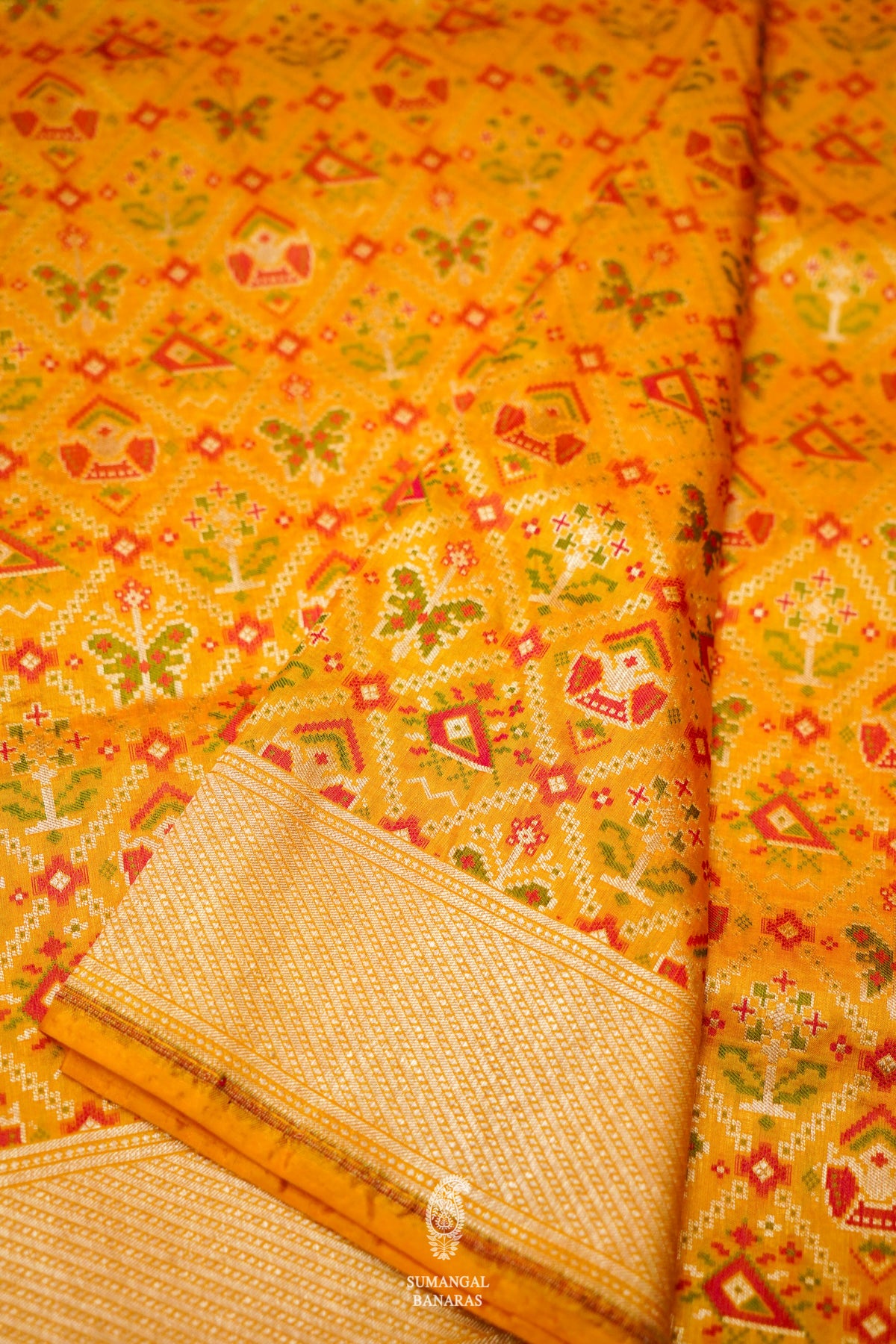 Handwoven Yellow Banarasi Katan Silk Saree