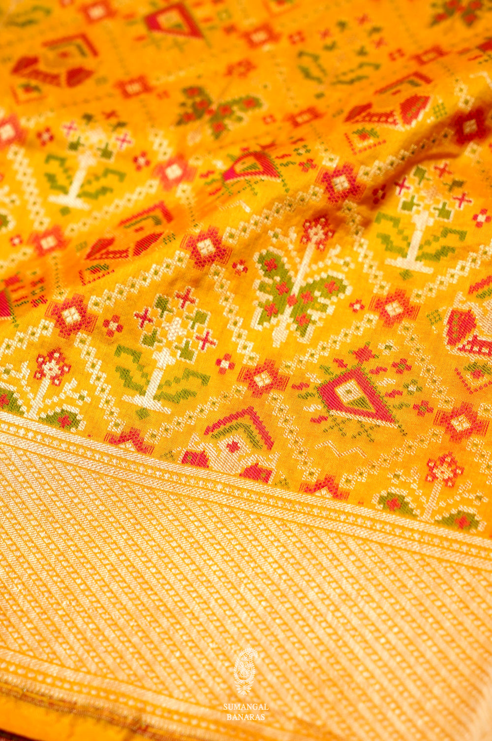 Handwoven Yellow Banarasi Katan Silk Saree