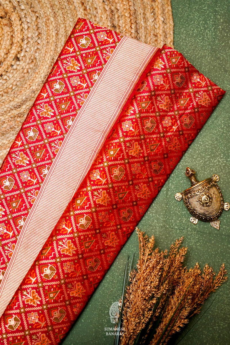 Handwoven Red Banarasi Katan Silk Saree