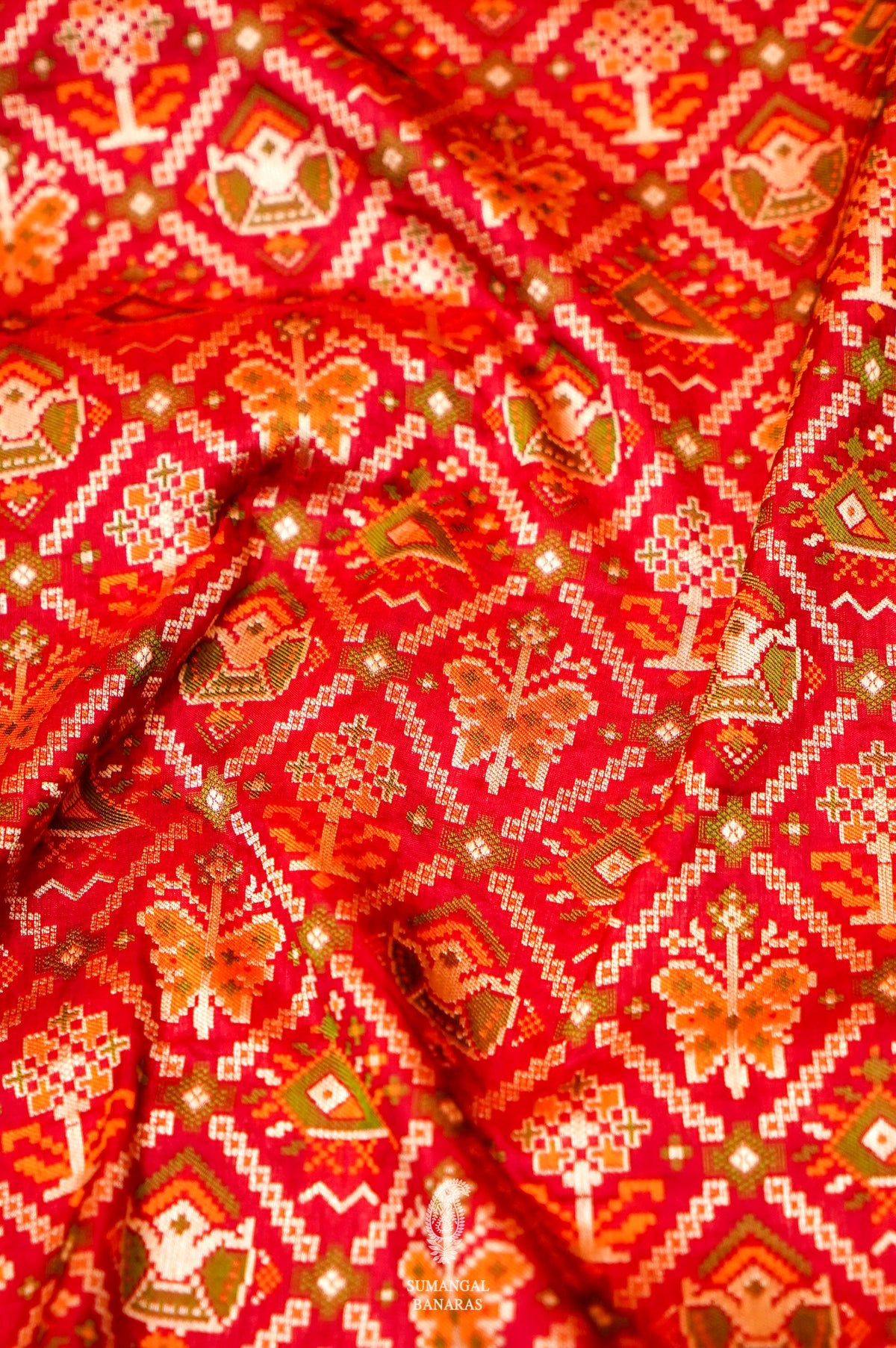 Handwoven Red Banarasi Katan Silk Saree