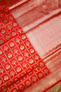 Handwoven Red Banarasi Katan Silk Saree