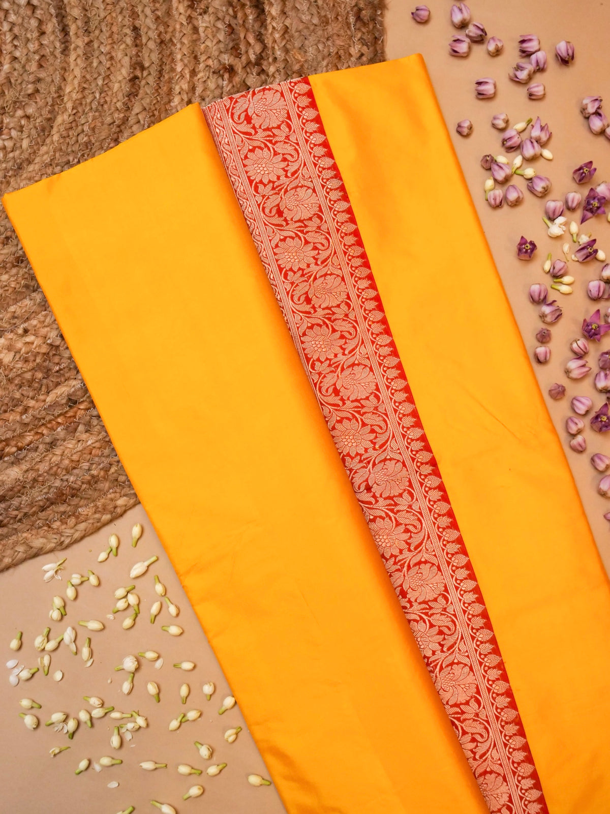 Handwoven Yellow Banarasi Katan Silk Saree