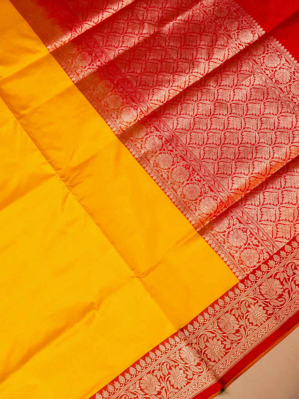 Handwoven Yellow Banarasi Katan Silk Saree