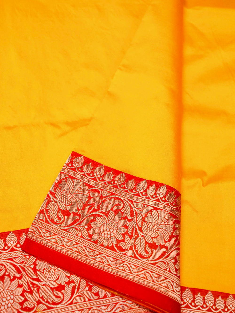 Handwoven Yellow Banarasi Katan Silk Saree