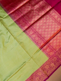 Handwoven Light Green Banarasi Katan Silk  Saree