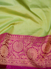 Handwoven Light Green Banarasi Katan Silk  Saree