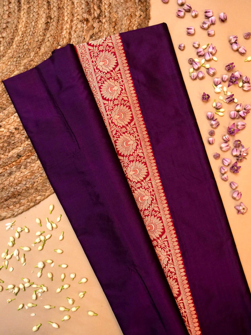 Handwoven Dark Purple Banarasi Katan Silk  Saree