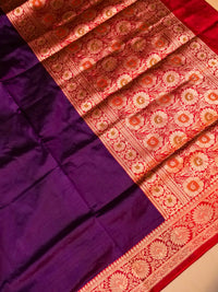 Handwoven Dark Purple Banarasi Katan Silk  Saree