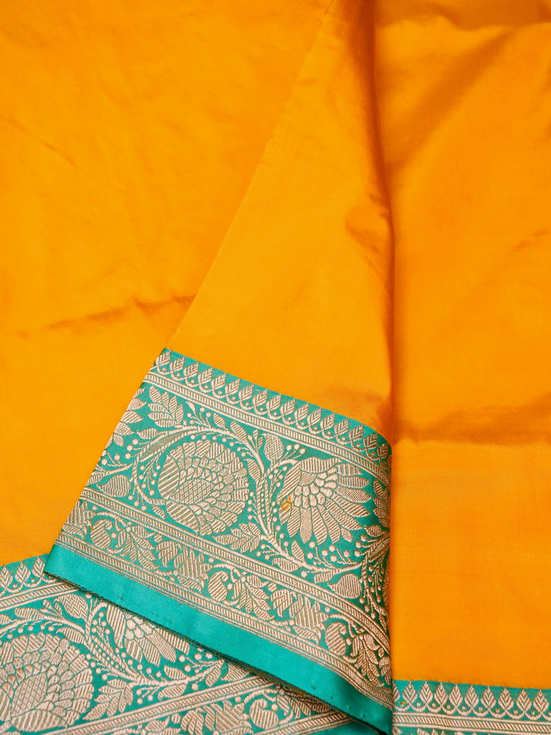 Handwoven Yellow Banarasi Katan Silk  Saree