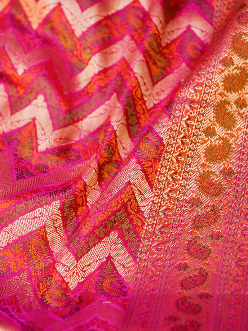 Handwoven Magenta Banarasi Katan Silk  Saree