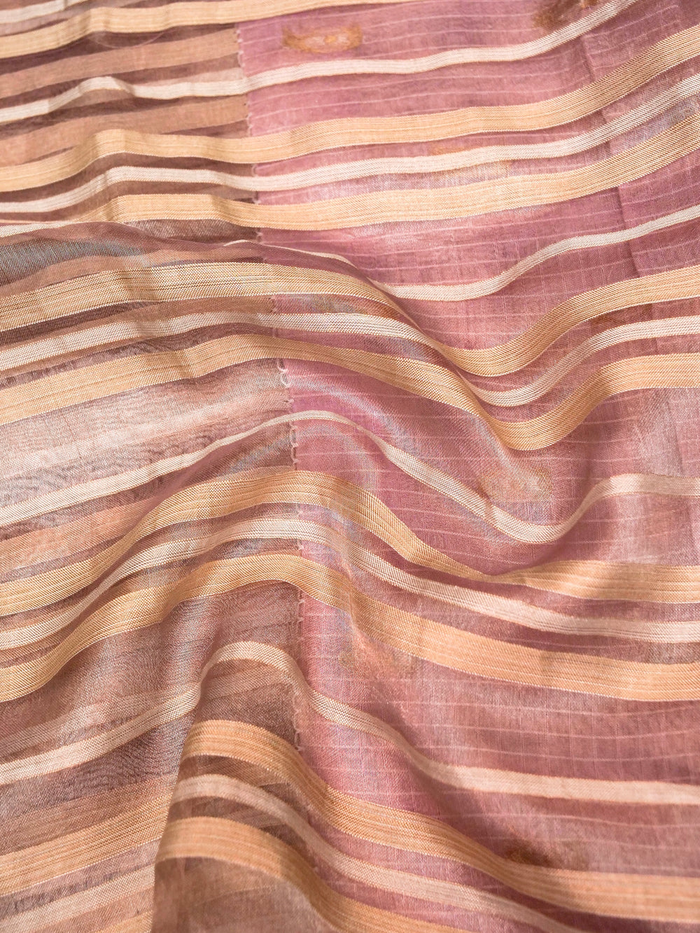 Handwoven Light Mauve Banarasi Kora Organza Silk Saree