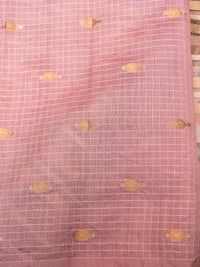 Handwoven Light Mauve Banarasi Kora Organza Silk Saree