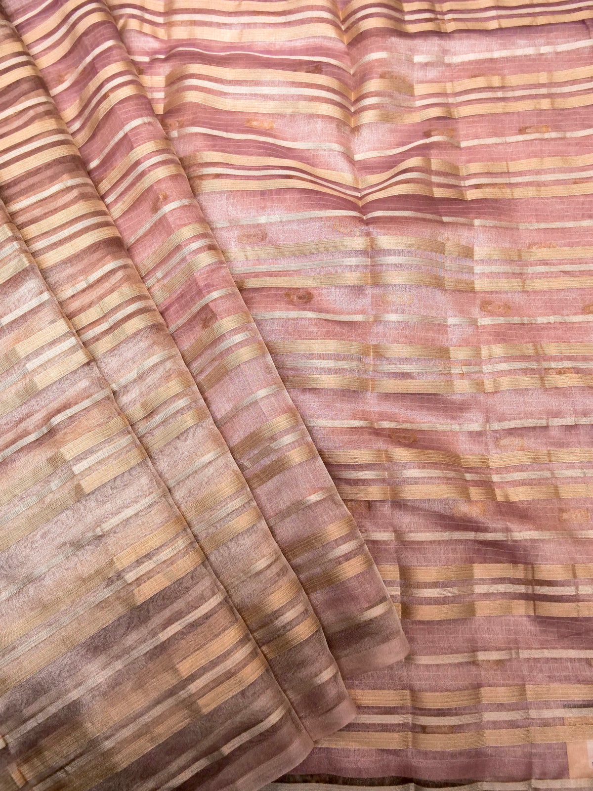 Handwoven Light Mauve Banarasi Kora Organza Silk Saree