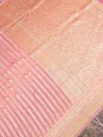 Handwoven Baby Pink Banarasi Khaddi Georgette Silk Saree
