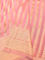 Handwoven Baby Pink Banarasi Khaddi Georgette Silk Saree