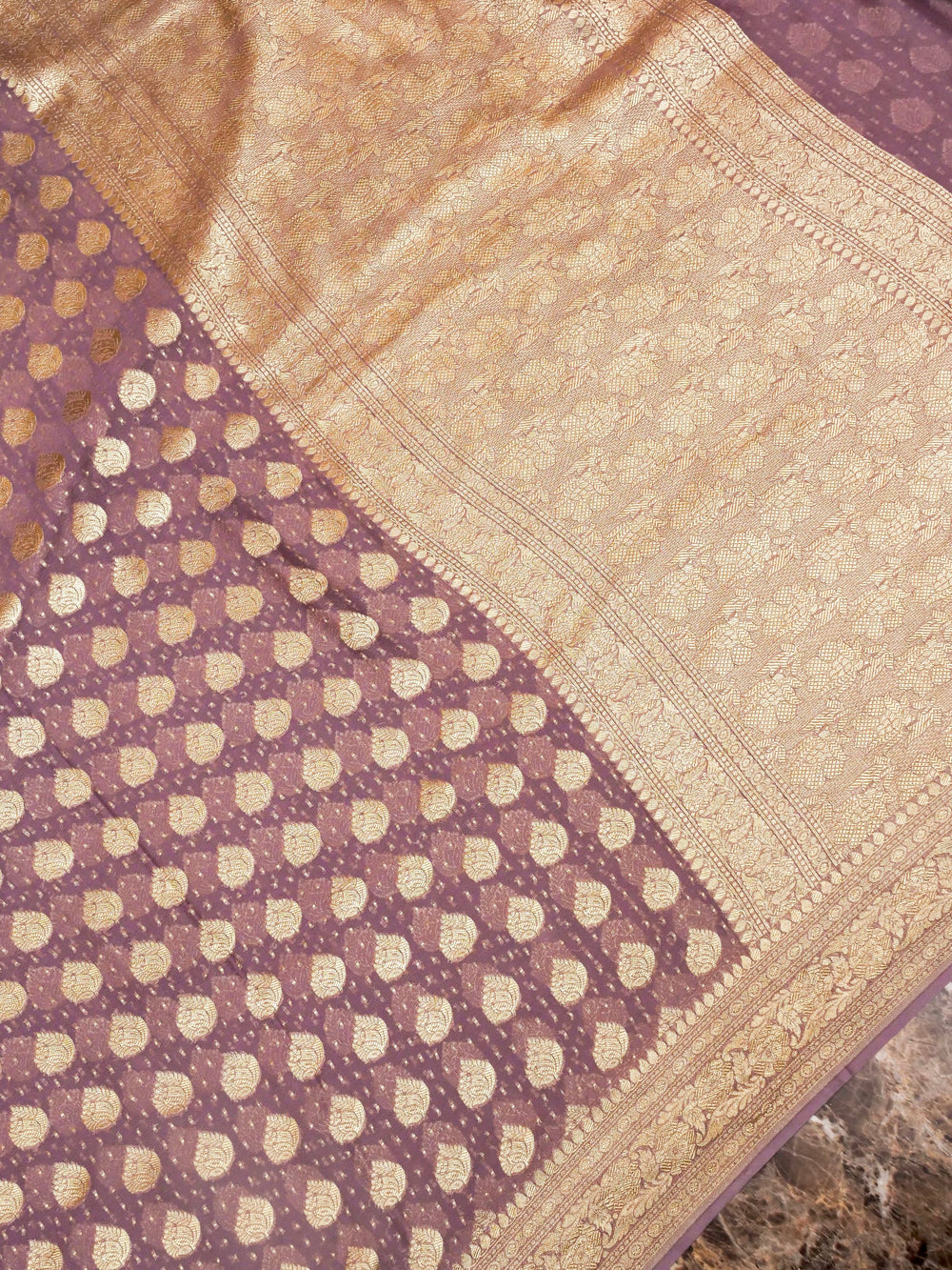 Handwoven Jamuni Voilet Banarasi Khaddi Georgette Silk Saree
