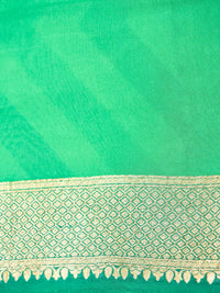 Handwoven Shaded Green Banarasi Rangkat Khaddi Georgette Silk Saree