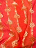 Handwoven Shaded Pink & Orange Banarasi Khaddi Georgette Silk Saree
