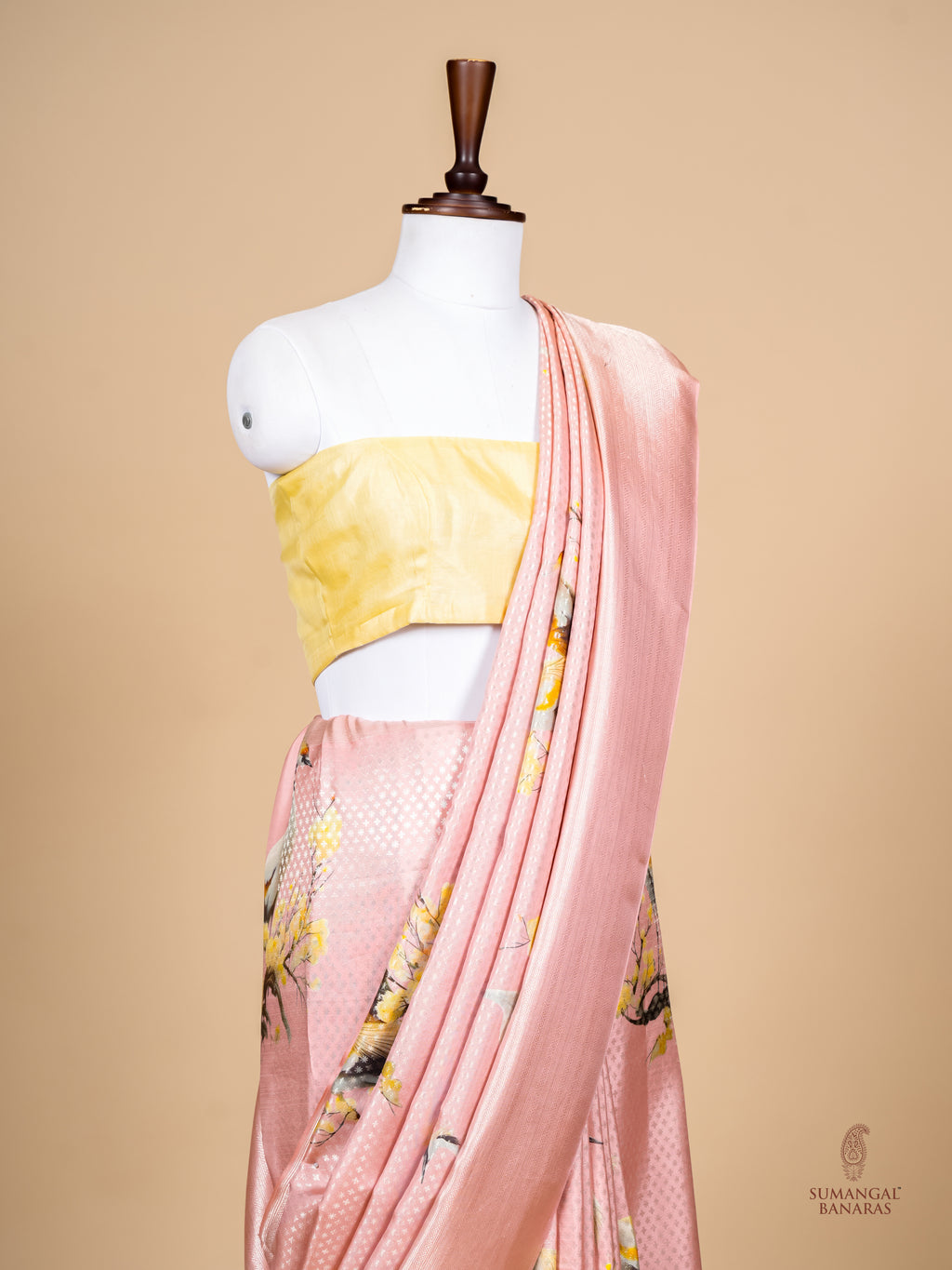 Handwoven Pink Banarasi Mashru Silk Saree