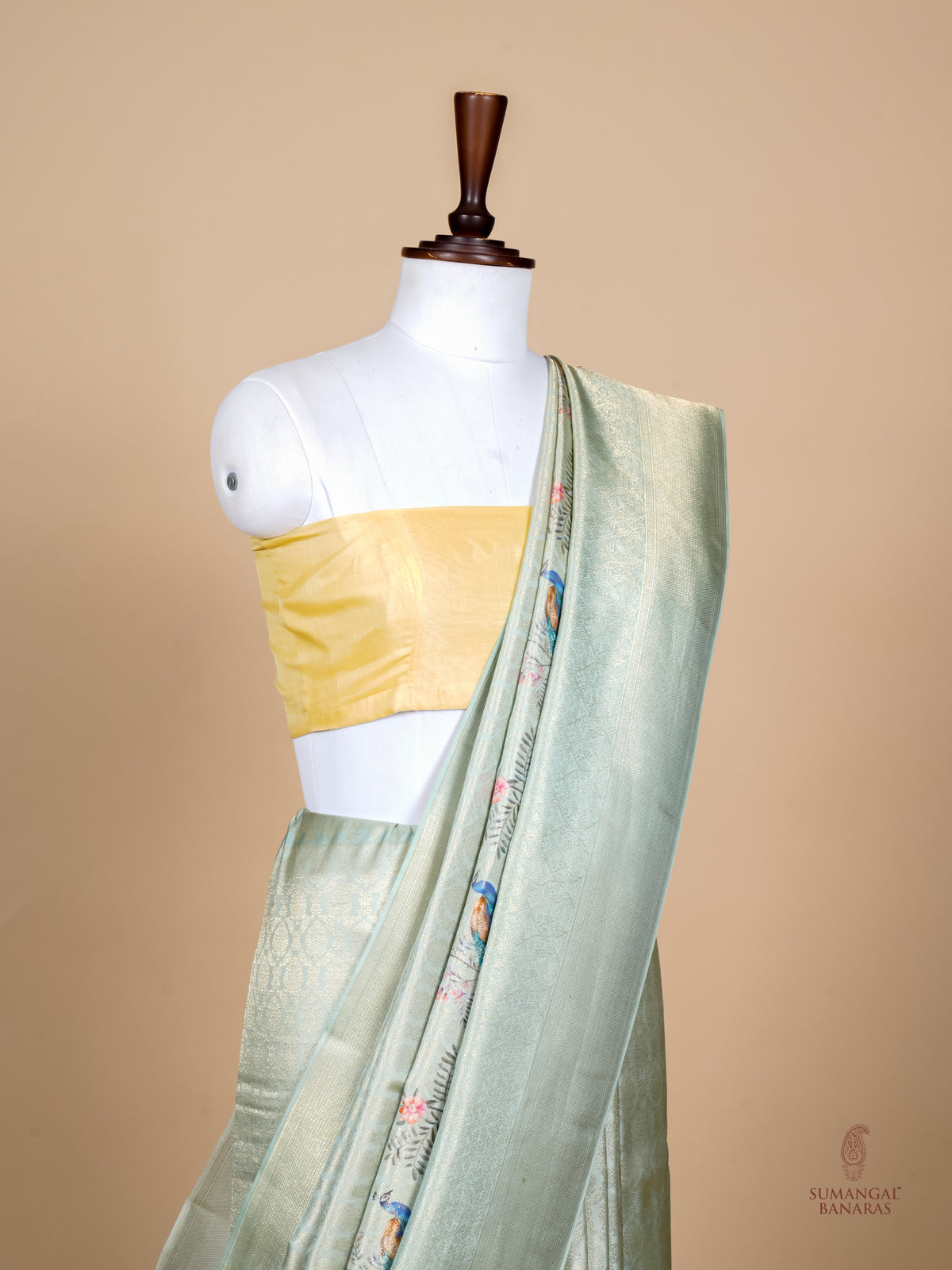 Handwoven Green Banarasi Mashru Silk Saree