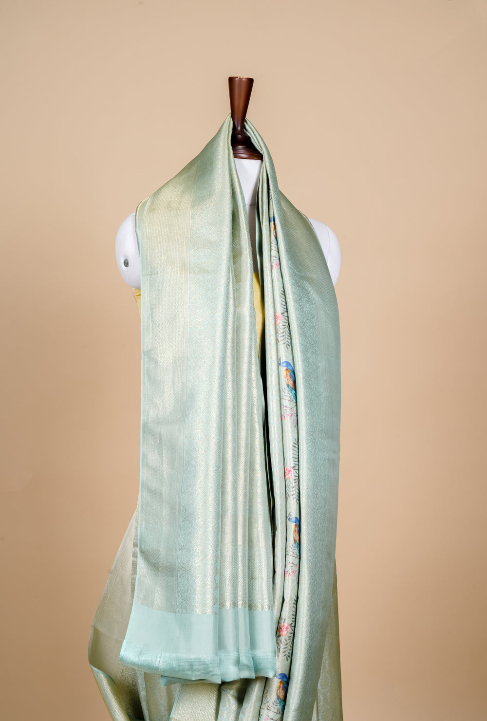 Handwoven Green Banarasi Mashru Silk Saree