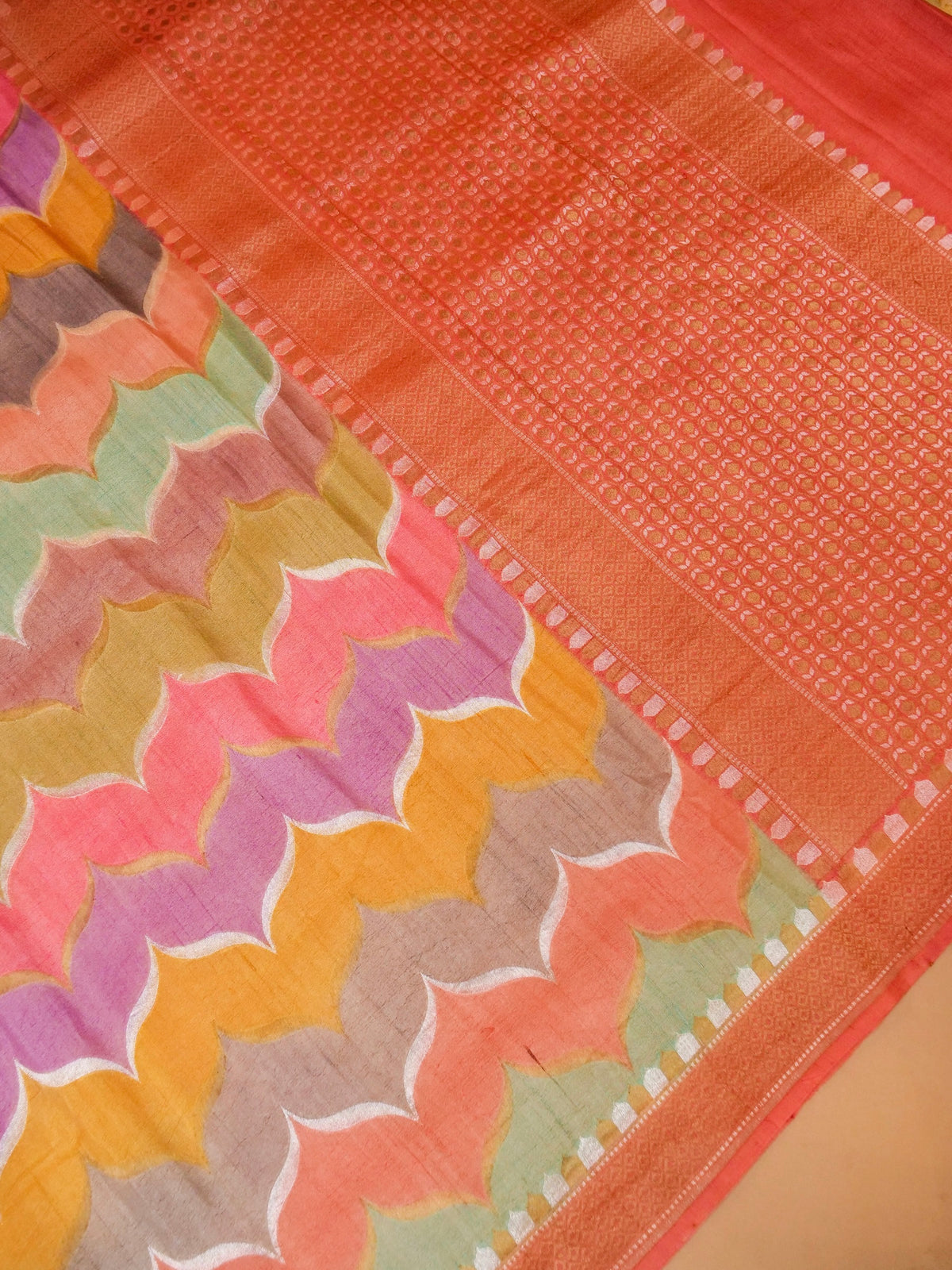 Handwoven Rangkat Banarasi Tussar Silk Saree