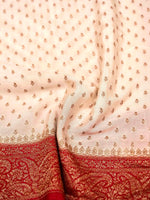Handwoven White & Red Banaras Crepe Silk Saree