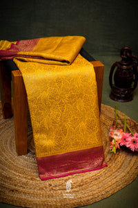 Handwoven Yellow Banarasi Crepe Georgette Saree