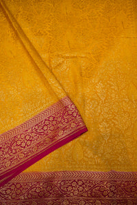 Handwoven Yellow Banarasi Crepe Georgette Saree