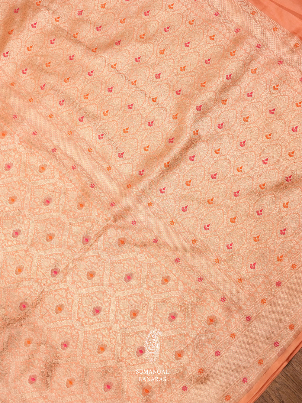Handwoven Peachy Pink Katan Silk Saree