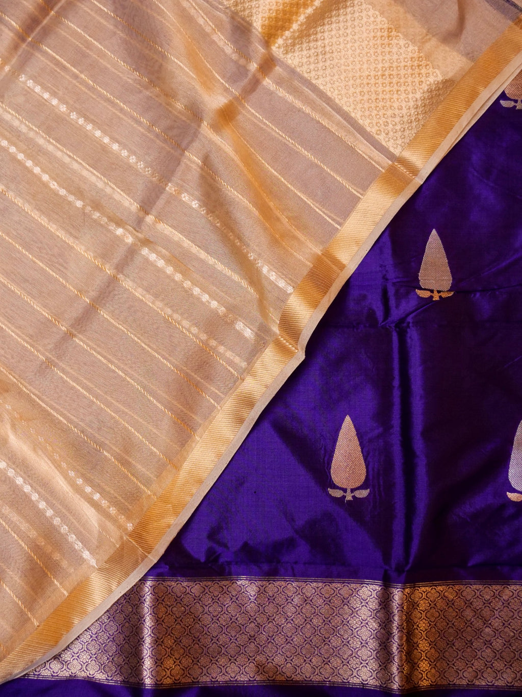 Handwoven Violet Banarasi Katan Silk Suit