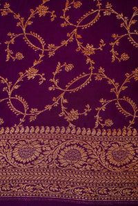 Handwoven Purple Banarasi Crepe Georgette Saree