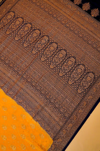 Handwoven Yellow Banarasi Crepe Georgette Saree