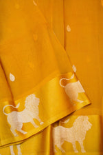 Handwoven Mustard Yellow Banarasi Organza Silk Saree