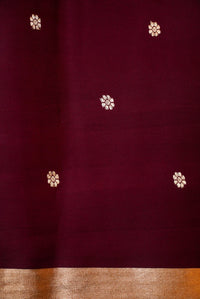 Handwoven Maroon Banarasi Mashru Silk Saree