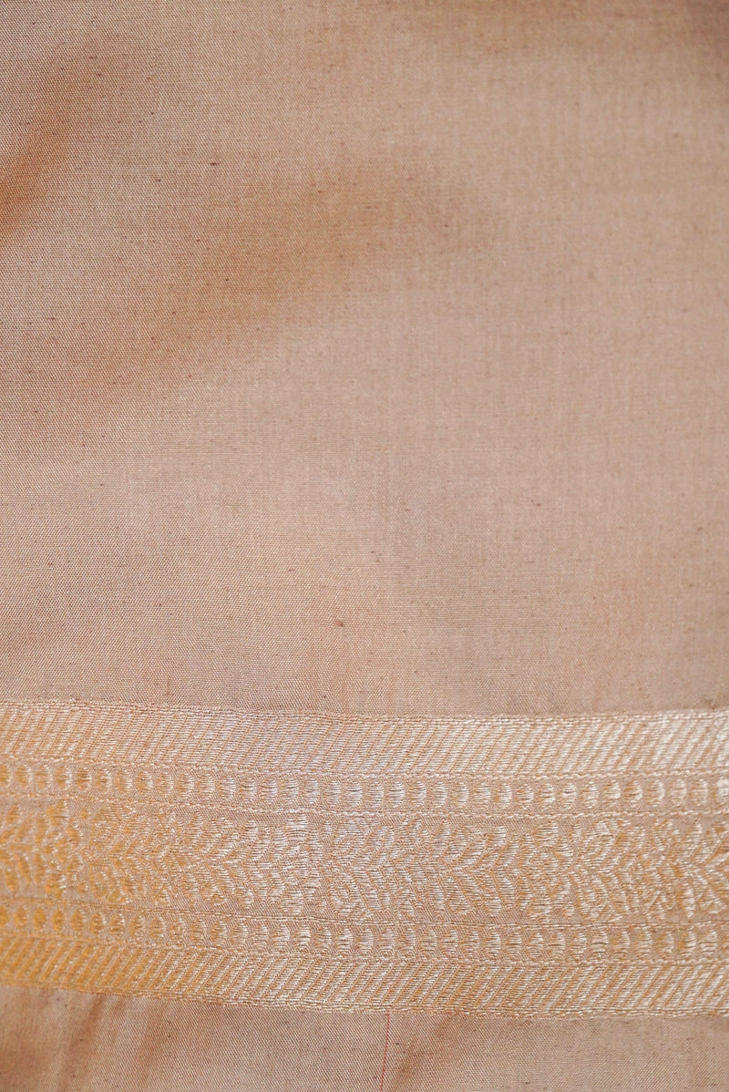 Handwoven Rose Gold Banarasi Mashru Silk Saree