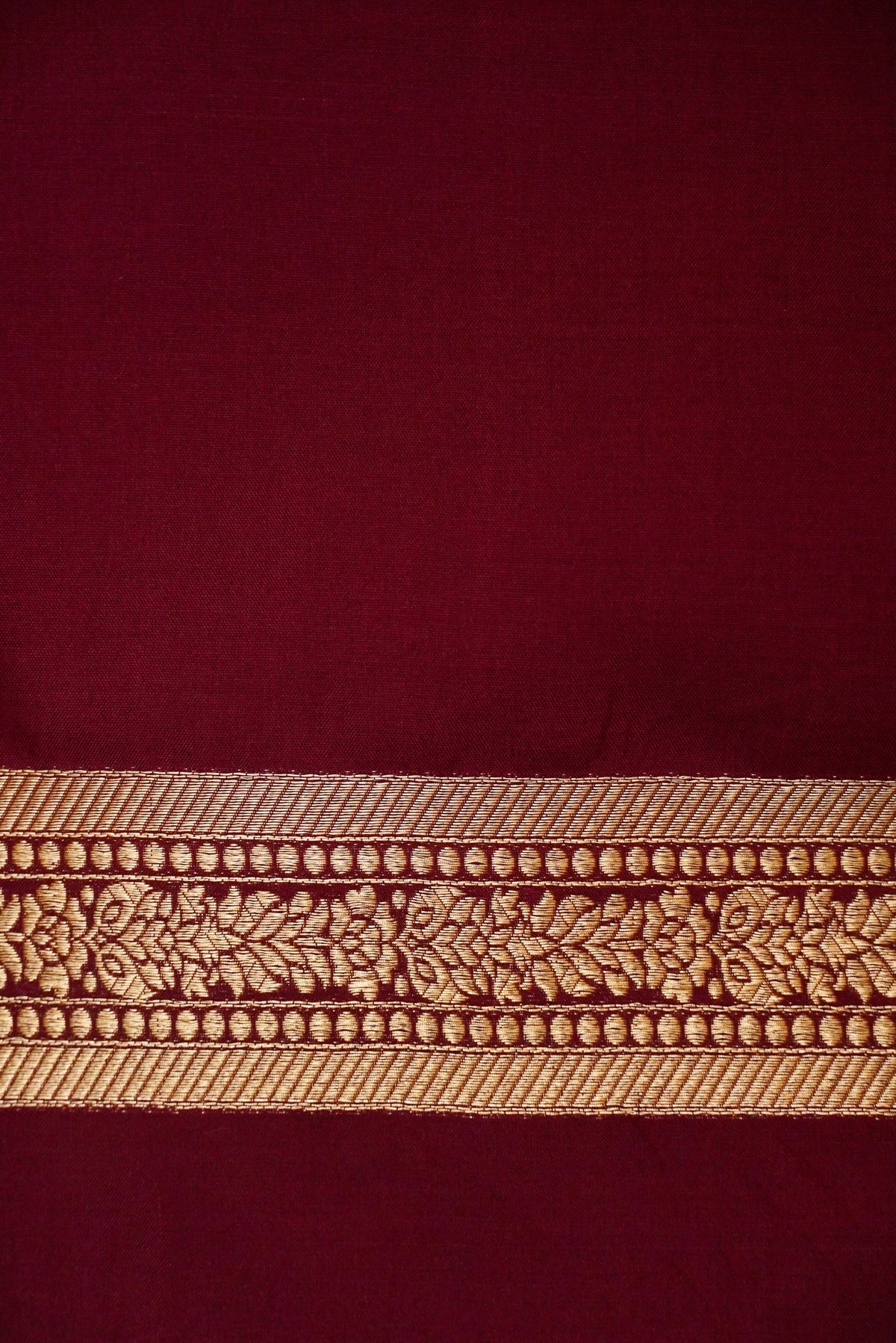 Handwoven Maroon Banarasi Mashru Silk Saree