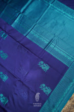 Handwoven Ink Blue Banarasi Katan Silk Saree