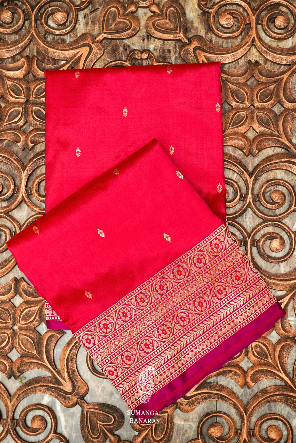 Handwoven Red Banarasi Katan Silk Saree
