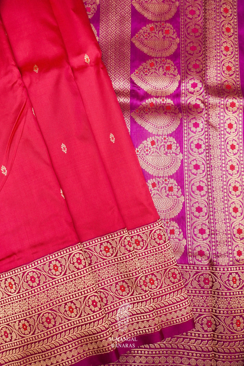 Handwoven Red Banarasi Katan Silk Saree