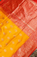 Handwoven Yellow Banarasi Katan Silk Saree
