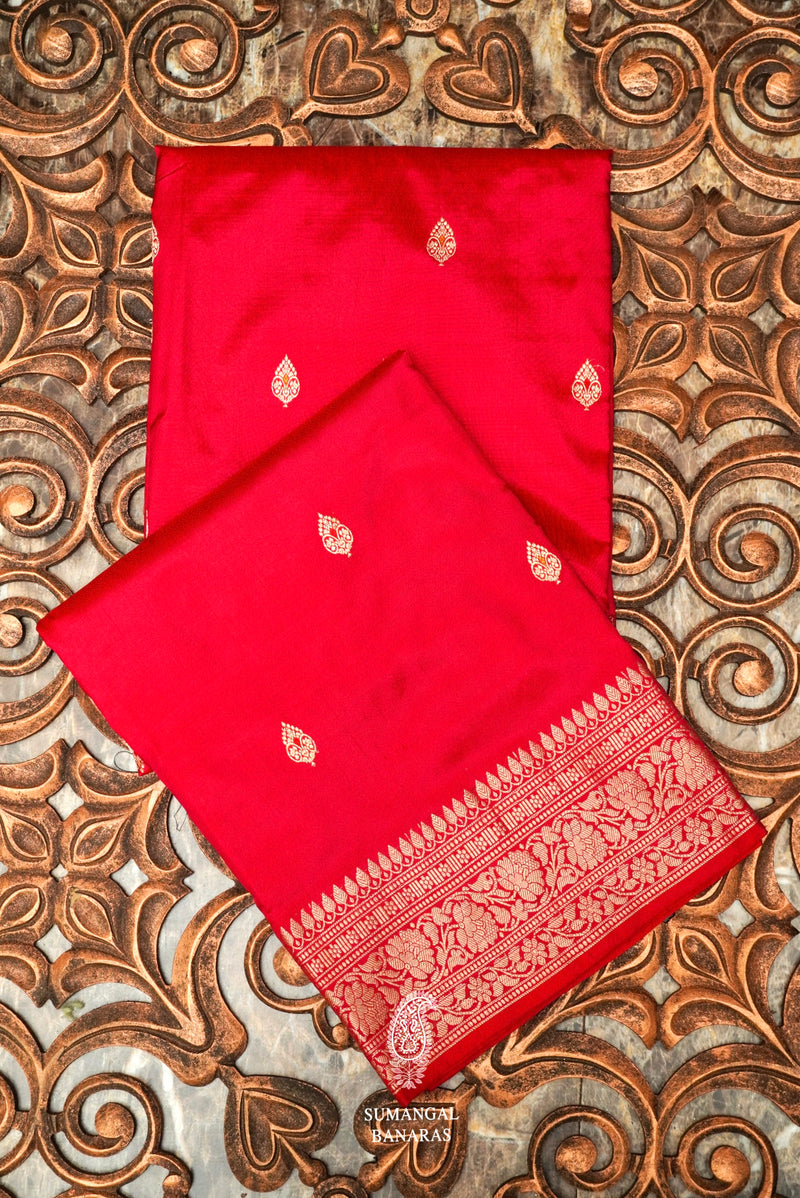 Handwoven Red Banarasi Katan Silk Saree
