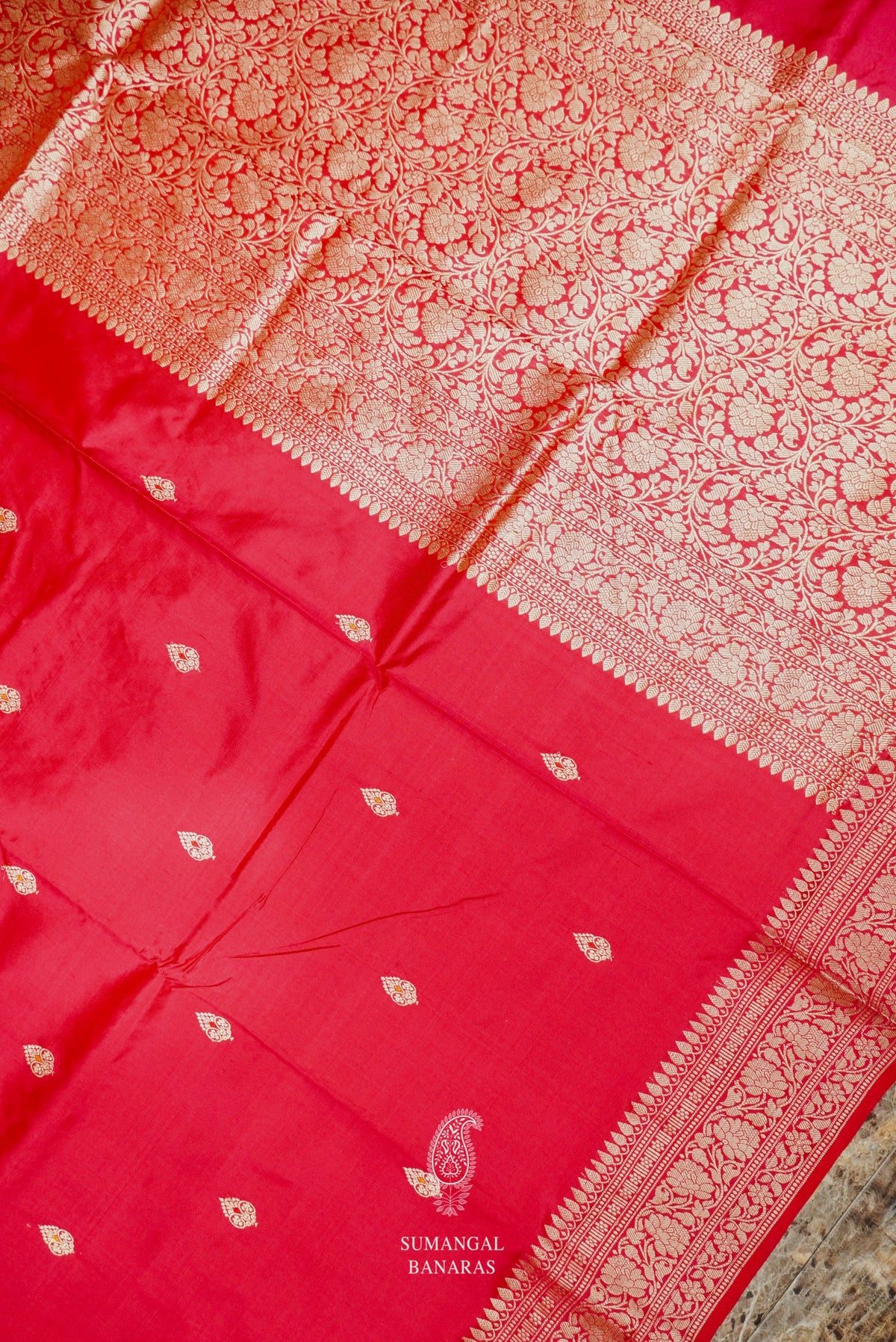 Handwoven Red Banarasi Katan Silk Saree