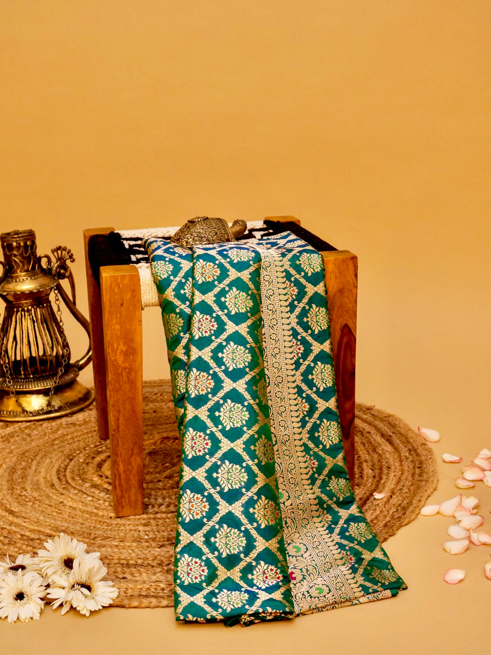 Handwoven Green Banarasi Katan Silk Saree