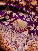 Handwoven Dark Purple Banarasi Katan Silk Saree