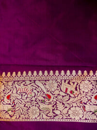 Handwoven Dark Purple Banarasi Katan Silk Saree