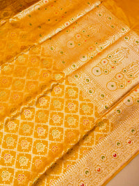 Handwoven Yellow Banarasi Katan Silk Saree